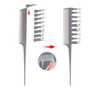 Sectionner le Peigne de Suraignage Peigne à Coiffure avec une Poignée Ergonomique de Dents à Crochet Réglable pour la Coloration et la Coupe de Coiffure 22,5 Cm (Gris)