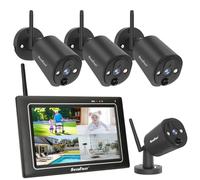 SecuFirst 2K Kit Caméra de Surveillance Extérieure sans Fil avec Moniteur