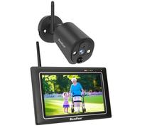 SecuFirst Caméra de Surveillance Extérieur sans Fil avec Moniteur | Travailler sans WiFi,Écran Tactile 7"+Vidéo Camera Bebe 2K QHD,AI Détecteur Mouvement,Sirène,Carte SD 64Go, Interphone