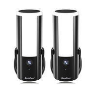 SecuFirst Caméra Murale, lumière extérieure Filaire avec caméra avec détecteur de Mouvement, Surveillance extérieure 900LM, 10W, 2K avec projecteur LED, 2 PCS.