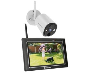 SecuFirst Kit 2K Caméra de Surveillance Extérieure sans Fil avec Moniteur