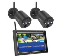 SecuFirst Kit Caméra de Surveillance Extérieure sans Fil avec Moniteur