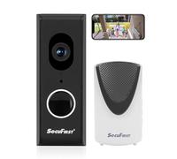 SecuFirst Sonnette sans Fil avec Caméra,Sonnette Vidéo Filaire,Sonnette Connectée sans Pile WiFi Extérieure étanche,avec Carillon sans Fil,Mémoire 64G,Audio 2 Voies,Noir.