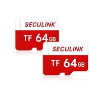 SECULINK Lot de 2 cartes mémoire TF de 64 Go FAT32 Classe 10 haute vitesse de lecture/écriture 24h/24 et 7j/7 pour caméra de sécurité Dash Cam et plus encore