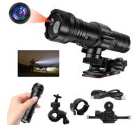 SecuraLen Camera Sport 1080P 120° avec Lampe, 2600mAh 11h Autonomie | IP66 étanche, 5 modes d'éclairage (SOS/flash), 2 in 1, enregistrement en boucle