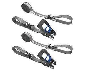 Secure Tite Sangles à cliquet - Lot de 2 Sangles d'arrimage de 1-1/4" x 16 Pieds avec Crochets Doubles en J revêtus de Vinyle, Sangles d'arrimage de Charge, 1000 Livres. Limite de Charge :