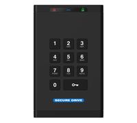 SecureData SecureDrive KP Disque dur externe USB 3.0 crypté 4 To FIPS 140-2 niveau 3 Déverrouillage via clavier Conforme TAA, CJIS, HIPAA, CMMC, conforme au RGPD, fonctionne avec Mac et Win AV gratuit