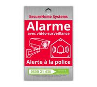 SecureHome Systems - Lot de 8 autocollants hyper-réalistes dissuasifs vol effet alu - Alarme + Alerte à la police - Haute qualité, résistance pluie et UV - 8,5x5,5cm