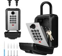 Securised Outdoor Key Box,Large Key Box With 12 Digit Code,Waterproof And Rust-Proof,Secure Key Box With Hook For School,Garage,Office,Grey