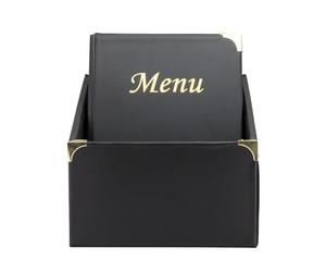 SECURIT - Box de 10 Porte-Menus Gamme Basique - Format A4 - Noir | Similicuir - 4 Inserts Fixes (8 Pages) - Pour Restaurant, Café, Bar