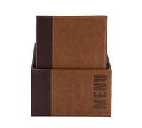 SECURIT - Box de 20 Cartes Menu Gamme Tendance - pour Restaurants, Cafés, Bars - 1 Insert Double (4 Pages) Inclus - A4 - Marron