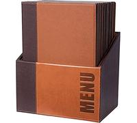 SECURIT - Box de 20 Cartes Menu Gamme Tendance - pour Restaurants, Cafés, Bars - 1 Insert Double (4 Pages) Inclus - A4 - Marron
