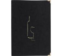 SECURIT - Carte des Vins Classic Line - 2 Inserts Fixes = 8 Feuilles A4 - Pour Café, Bar, Restaurant - Similicuir PU - Coloris Noir