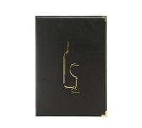 Securit Carte des Vins Classic Line – 2 inserts fixes (8 feuilles A4) – Similicuir PU Noir