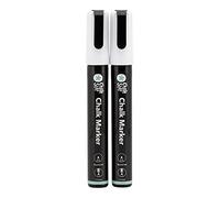SECURIT Chalkstar Lot de 2 marqueurs à craie liquide blanche pour tableau noir, tableau à magnésie, fenêtre ou verre - Pointe ronde de 2 à 4 mm - Idéal pour les panneaux et les publicités
