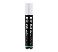 SECURIT Chalkstar Lot de 2 marqueurs à craie liquide blanche pour tableau noir, tableau à magnésie, fenêtre ou verre - Pointe ronde de 1 à 2 mm - Idéal pour les panneaux et les publicités