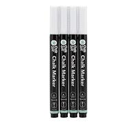 SECURIT Chalkstar Lot de 4 marqueurs à craie liquide blanche pour tableau noir, tableau à magnésie, fenêtre ou verre - Pointe ronde de 1 à 2 mm - Idéal pour les panneaux et les publicités