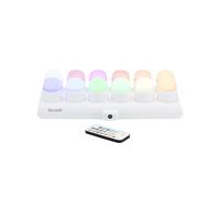 SECURIT - Ensemble de Bougies LED Rechargeables Amsterdam RGB - Sans Fil - Magnétiques - Pour Bar, Café, Restaurant - 13 couleurs - 12 Bougies, Télécommande, Base, Câble de Charge Inclus