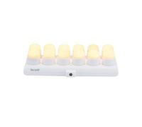 SECURIT - Ensemble de Bougies LED Rechargeables Amsterdam - Sans Fil | Pour Bar, Café, Restaurant - Blanc Chaud - Magnétiques - 12 Bougies, Télécommande, Base, Câble de Charge Inclus