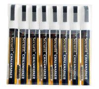 Securit Lot de 8 Marqueurs à craie liquide – Surfaces non poreuses, pointe 2-6 mm, Blanc