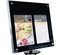 Securit Led Display Case Menu avec Pied de Table. 24 Lampes Led.