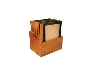 SECURIT Lot de 20 Protège-menus WOOD Insert Double dans une boîte A4 Noir