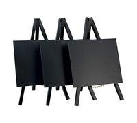 SECURIT Lot de 3 chevalets laqués avec Tableau Noir en Bois, Noir, Mini, 24 x 15 cm