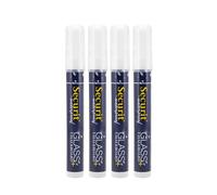 SECURIT - Lot de 4 Marqueurs à Craie Liquide Imperméables - Pour Surfaces Non Poreuses (Tableau Noir, Verre, Métal, Miroir…) - Pointe Moyenne 2-6 mm - Blanc