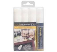 Securit Lot De 4 Marqueurs Craie Liquide Original Large Biseautée 7 - 15 Mm Blanc