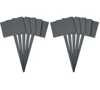 SECURIT - Lot de 5 Etiquettes Ardoises à Planter + 1 Marqueur à Craie - Forme Rectangulaire - Double-Face - Pour Café, Bar, Restaurant, Boutique - 18 x 8 x 0,1 cm - Coloris Noir