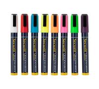 SECURIT - Lot de 8 Marqueurs à Craie Liquide - Pour Surfaces Non Poreuses (Tableau Noir, Verre, Métal, Miroir…) - Pointe Moyenne 2-6 mm - 8 Couleurs Assorties