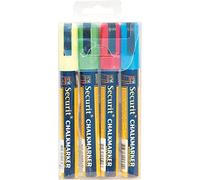 Securit Pochette De 4 Marqueurs À Craie Liquide Pointe Biseautée Largeur Du Trait 2 Mm X 6 Mm (Assortiment De Couleurs) (Import Royaume Uni)