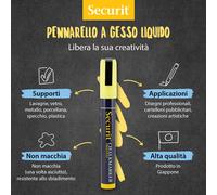 Securit Pochette De 4 Marqueurs À Craie Liquide Pointe Biseautée Largeur Du Trait 2 Mm X 6 Mm (Assortiment De Couleurs) (Import Royaume Uni)