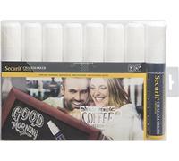 Securit Pochette de 8 marqueurs à craie liquide, pointe biseautée 7–15 mm, Blanc