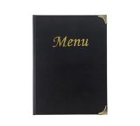 Securit Porte-menu Basic Line 4 inserts fixes double face 8 pages A4 PVC Noir