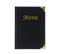 SECURIT - Porte-Menu Basic Line - 4 Inserts Fixes Double Face = 8 Pages A5 - Pour Café, Bar, Restaurant - PVC - Coloris Noir