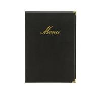Securit Porte-menu Classic Line – 1 insert fixe double face (4 pages A4) – Similicuir PU Noir