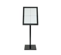 SECURIT - Porte-Menu Extérieur avec Eclairage LED "Black Star" - Avec Cadre A2 + Poteau + Base + Câble 5 m + Télécommande - En Acier - Pour Restaurant, Café, Bar - Noir