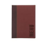 Securit Porte-menu Trendy Line - 1 insert fixe double face (4 pages A4) - Similicuir PU Bordeaux