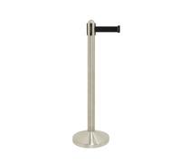 Securit – Poteau rétractable avec socle en acier inoxydable, bande nylon 205 cm, H. 96 cm, Noir