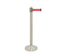 SECURIT - Poteau & Base avec Bande Rétractable (205 cm) - Coloris Inox