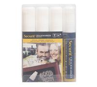 Securit Marqueurs craie liquide Lot de 4 Pointe large biseautée 7-15 mm Blanc