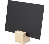 SECURIT - Set de 6 Tableaux Noirs A7 + Porte-Etiquettes en Bois + Marqueur à Craie Liquide - Supports en Forme de Cube - Pour Café, Bar, Restaurant, Boutique