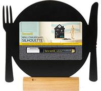 Securit Silhouette Ardoise ''Assiette'' - Base en Bois - Feutre-craie Inclus