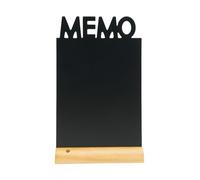 Securit Tableau mémo – Ardoise porte-menu double-face avec marqueur blanc, base bois naturel/noir