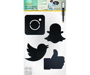 Securit Silhouette Tableau Noir sur Les réseaux Sociaux, Noir, 53 x 31 x 1 cm