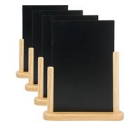 SECURIT - Tableau de Table en Bois de Hêtre Laqué - Pour Restaurants, Hôtels, Cafés, Bars - Double Face - Compact et Portable - Nettoyage Facile - 32x27x7cm (Lot de 4)