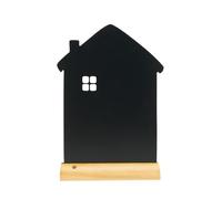 Securit Tableau de table Maison – Ardoise porte-menu double-face, base bois laqué, naturel/noir