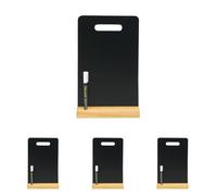 SECURIT - Tableau de Table + Marqueur Blanc - Ardoise Porte-Menu Double-Face Avec Poignée - Base en Bois Laqué - Pour Café, Bar, Restaurant - 33,5 x 21 x 6 cm - Coloris Naturel/Noir (Lot de 4)