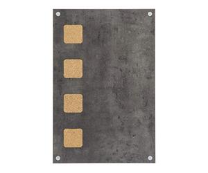 Securit Tableau Mur Pense bête - Couleur Béton, Compartiments en surface liège - Gris 58x38x1, 3cm